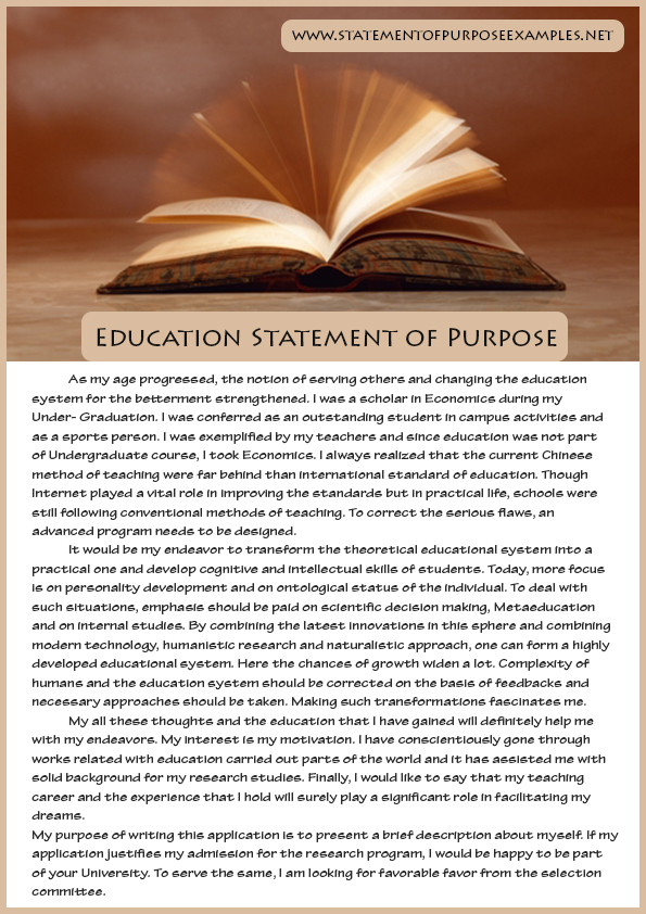 How Best Sample Statement Of Purpose Education Is Written 