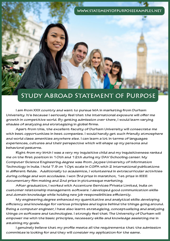 How To Write Statement Of Purpose Study Abroad Sample